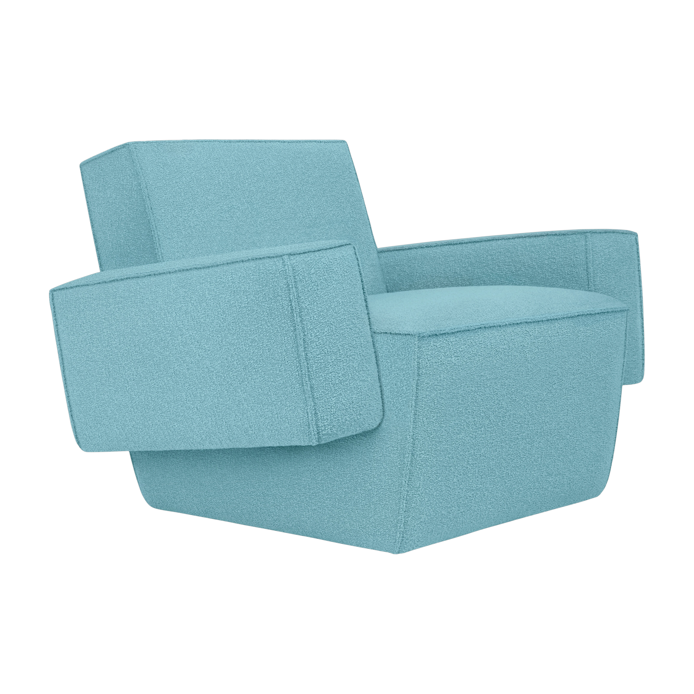 Poltrona lounge Hunk con braccioli in lana azzurra 85x102x72cm - Hem