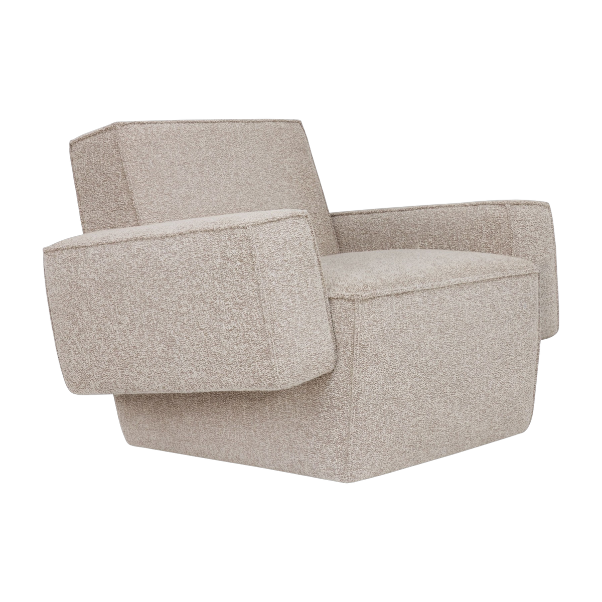Poltrona lounge Hunk con braccioli in lana naturale 85x102x72cm - Hem