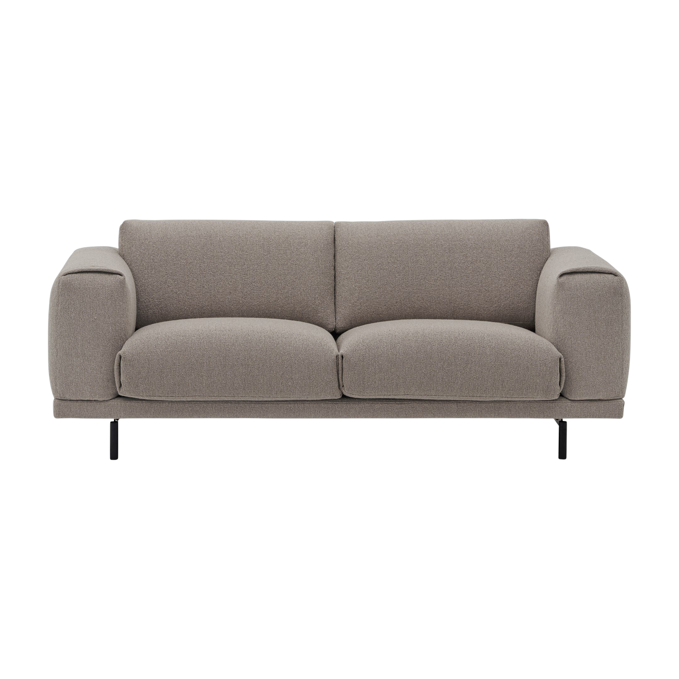 Rest Divano a 2 posti in tessuto grigio-beige e gambe in metallo nero. Muuto