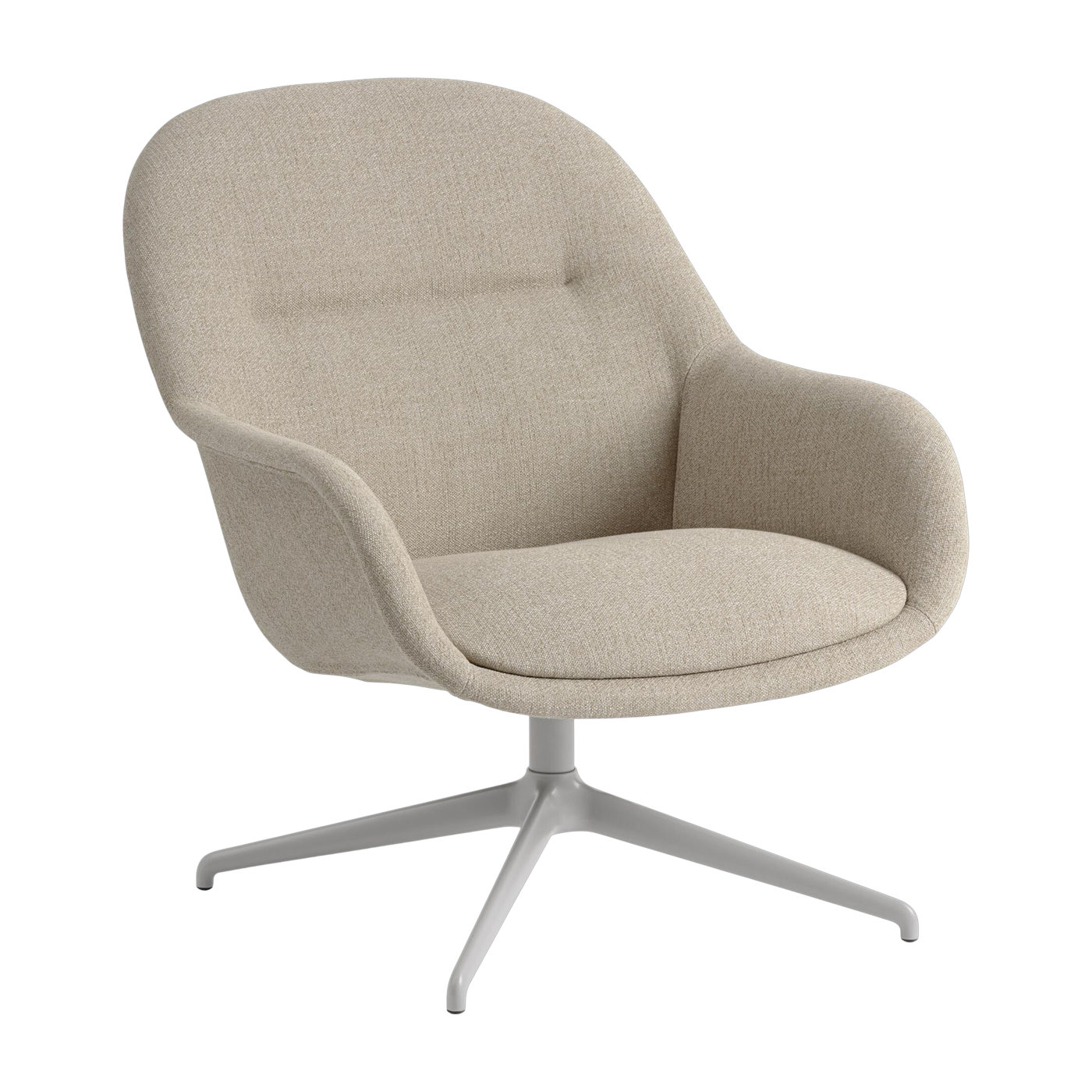 Fiber Poltrona con braccioli in tessuto grigio-beige e base girevole grigia - Muuto