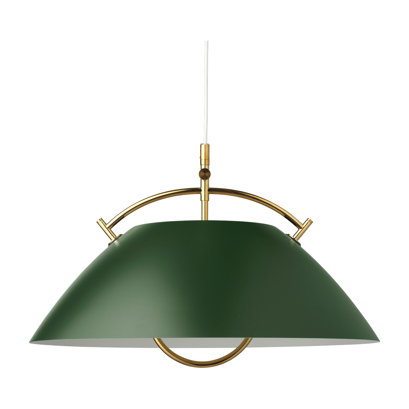 Hanging lamp in dark green painted aluminum and 24-carat gold 51cm HJW37 - Carl Hansen & Søn