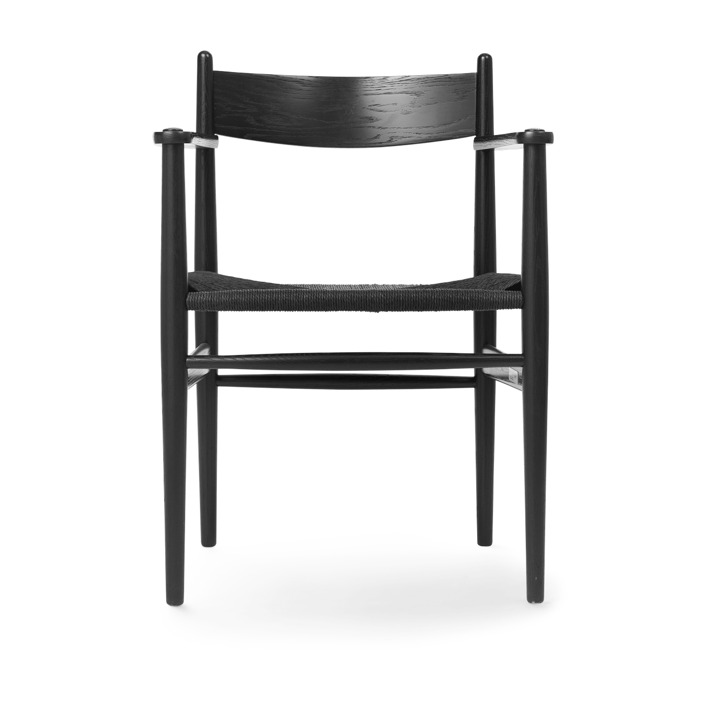 Sedia con braccioli in rovere tinto nero e sedile intrecciato nero 81 cm CH37 - Carl Hansen & Søn