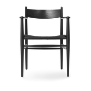 Stuhl mit Armlehne aus schwarz gebeizter Eiche und schwarz gewebter Sitzfläche 81cm CH37 -. Carl Hansen & Søn