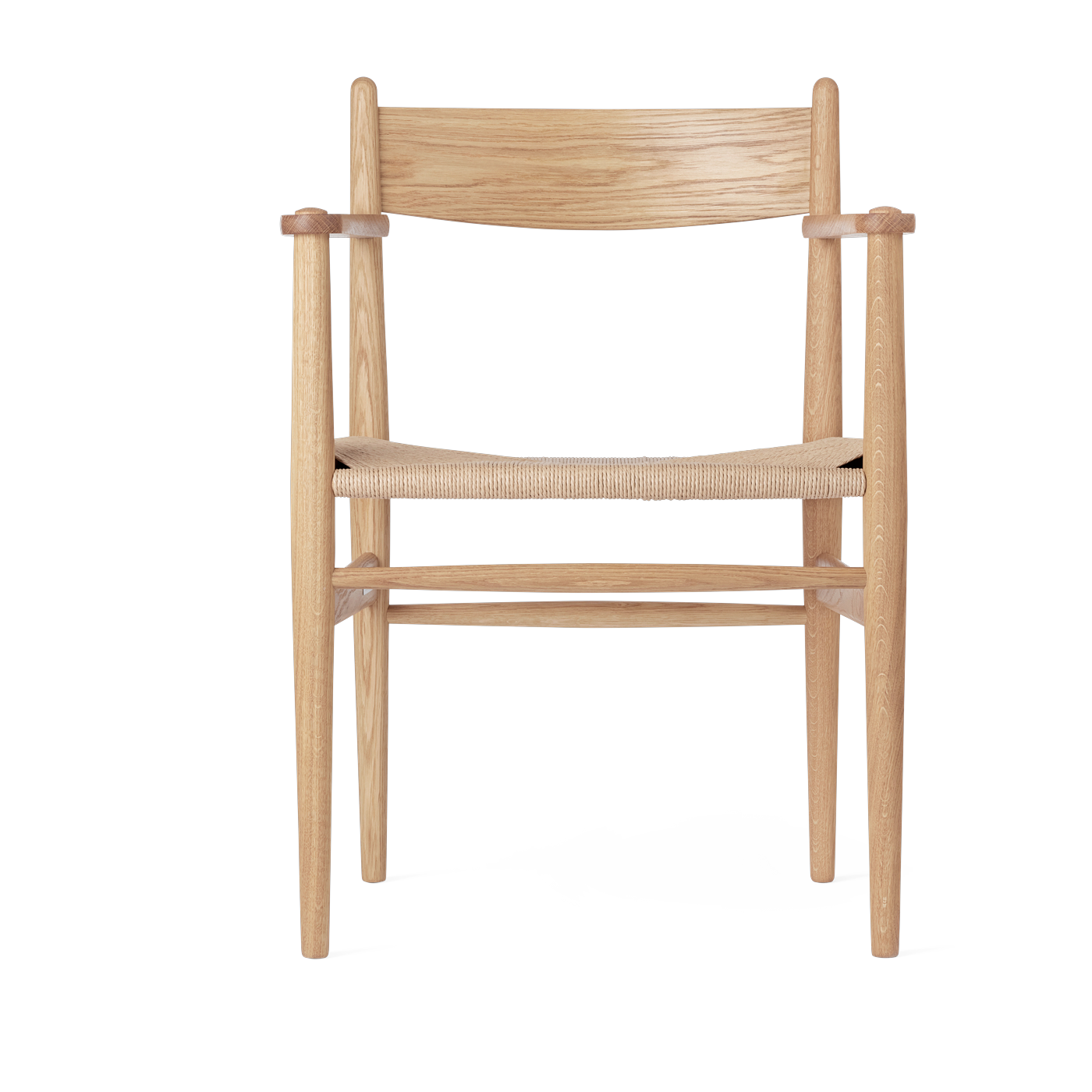 Sedia con bracciolo in rovere oliato e sedile intrecciato naturale 81cm CH37 - Carl Hansen & Søn