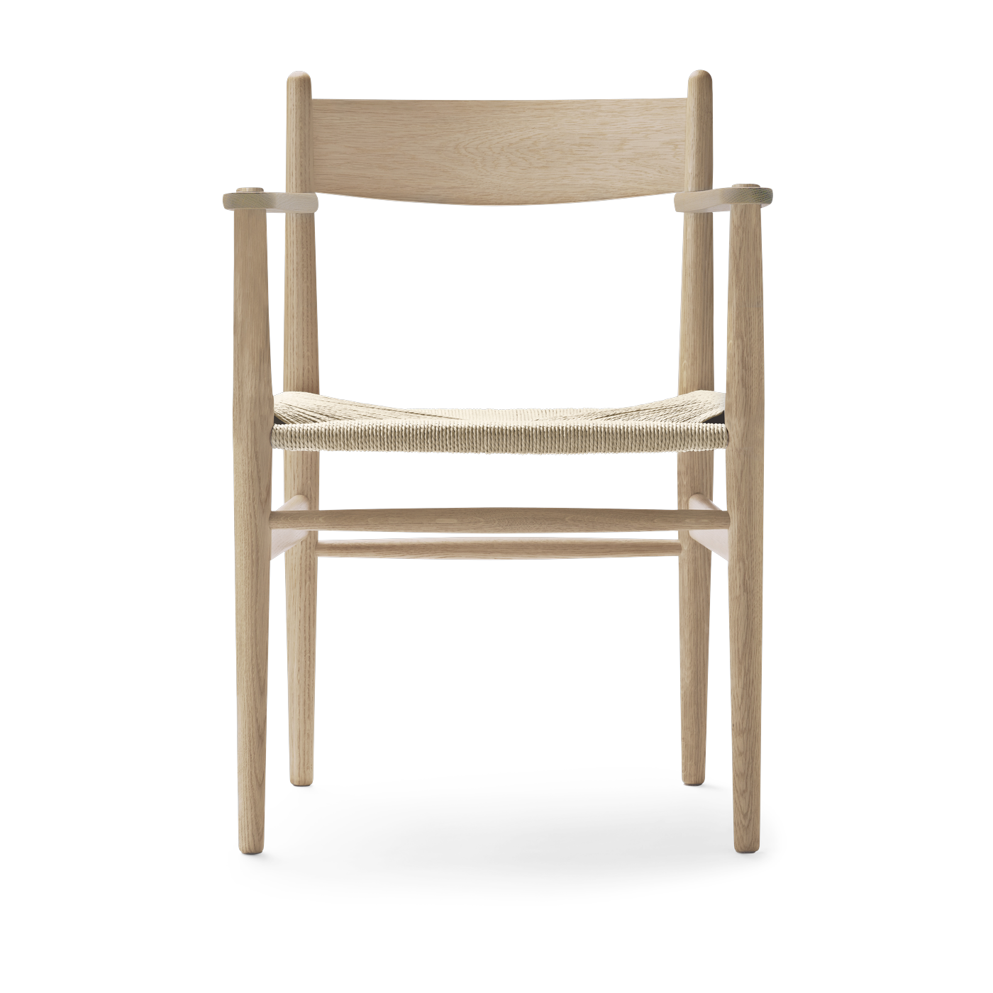 Sedia con braccioli in rovere bianco oliato e sedile in tessuto naturale 81 cm CH37 - Carl Hansen & Søn