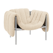 Poltrona lounge Puffy in lana beige e acciaio Hem