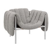 Sillón de salón Puffy de lana gris claro y acero - Hem