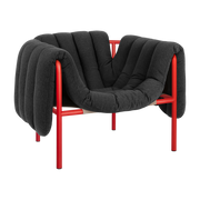 Fauteuil lounge en coton anthracite et acier rouge Puffy - Hem