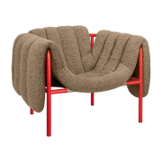 Fauteuil lounge en laine marron et acier rouge Puffy - Hem