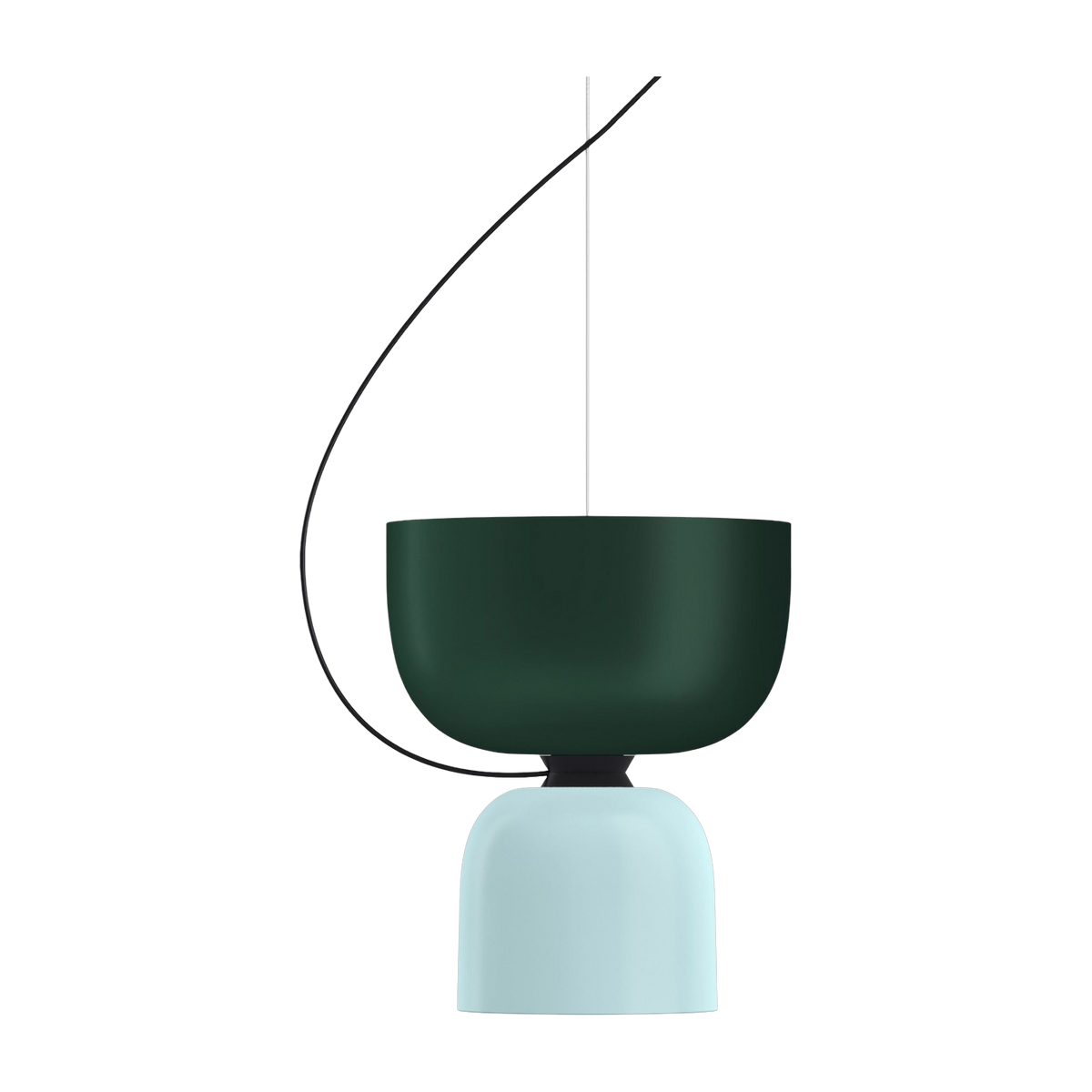 Black and green lacquered steel pendant light 17x14cm Alphabeta - Hem