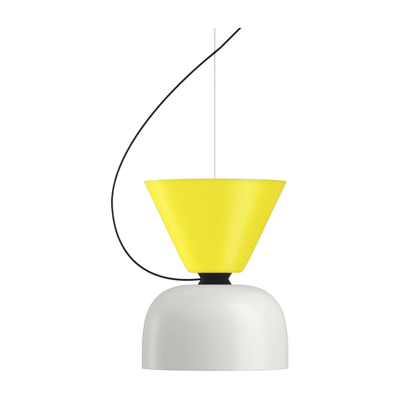 Yellow lacquered steel pendant lamp 18x14cm Alphabeta - Hem