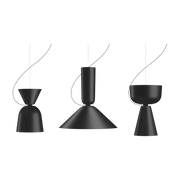 Lot de trois suspensions en acier laqué noir Alphabeta - Hem