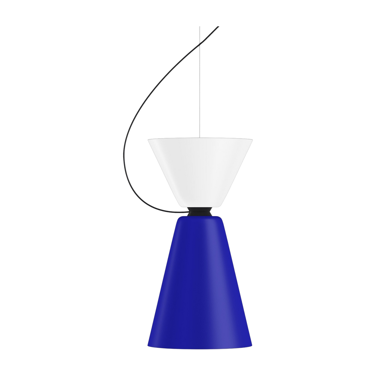 Ultramarine blue and white lacquered steel pendant 27x14cm Alphabeta - Hem