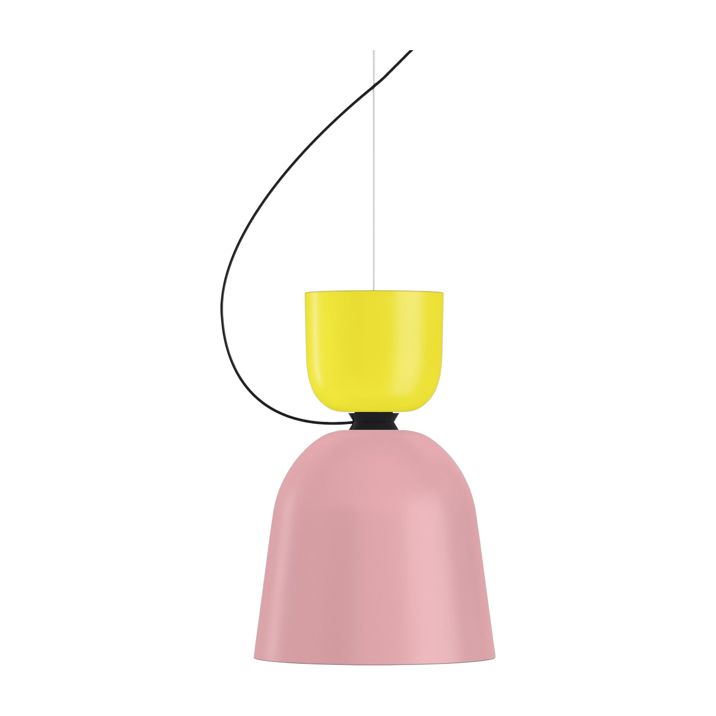 Suspension lamp in pink and yellow lacquered steel 24x16cm Alphabeta - Hem