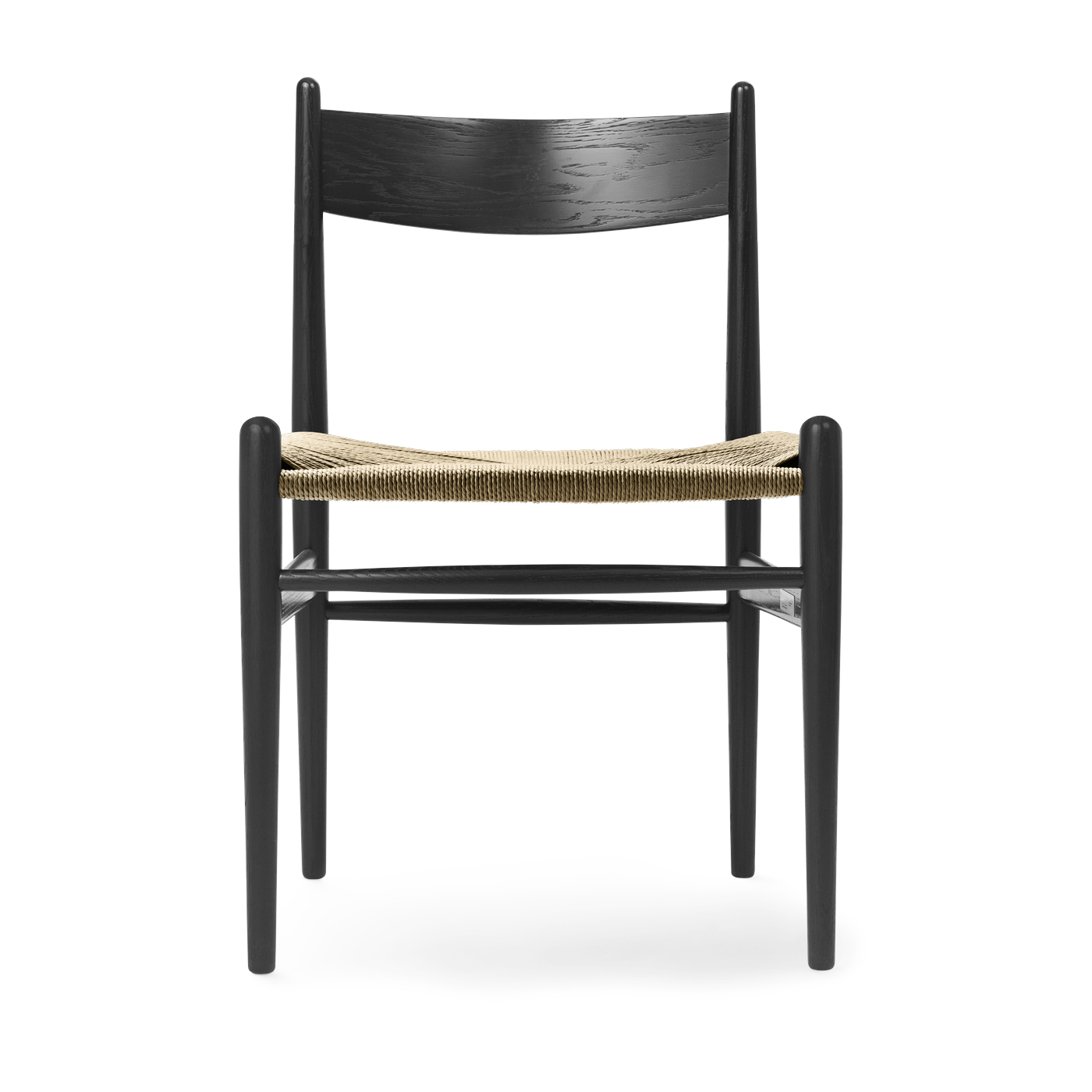 Sedia in rovere tinto nero con seduta intrecciata naturale 81cm CH36 - Carl Hansen & Søn