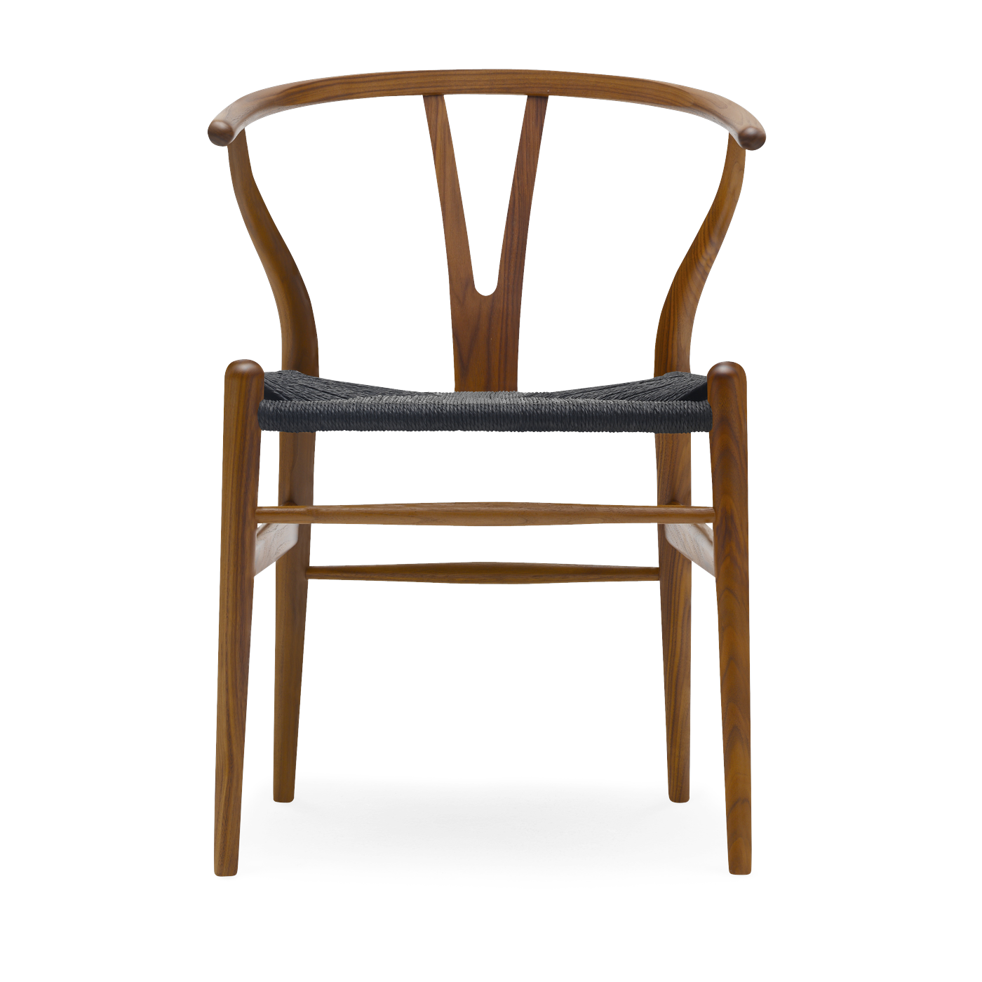 Sedia in noce laccato con sedile intrecciato nero 76cm CH24 - Carl Hansen & Søn