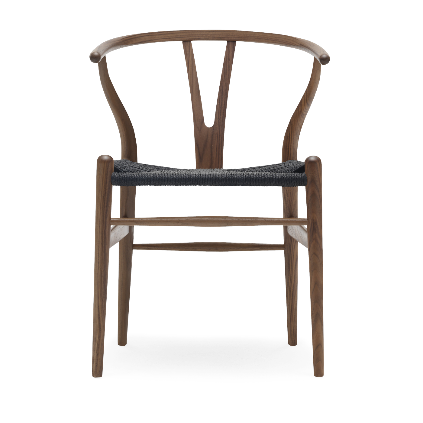 Sedia in noce oliato con seduta intrecciata nera 76 cm CH24 - Carl Hansen & Søn