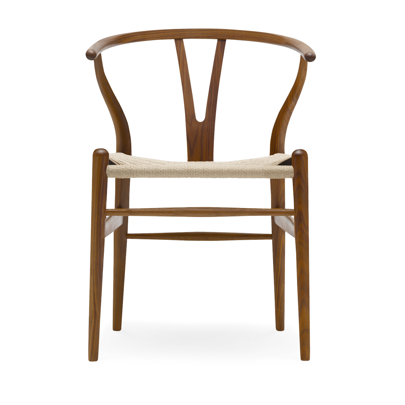 Sedia in noce laccato e sedile in tessuto naturale 76 cm CH24 - Carl Hansen & Søn