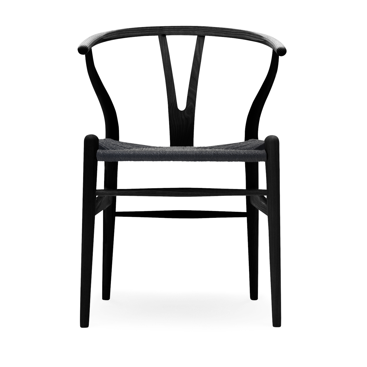 Sedia in frassino nero con sedile intrecciato nero 76 cm CH24 - Carl Hansen & Søn