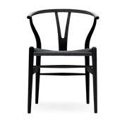 Black ash chair with black woven seat 76cm CH24 - Carl Hansen & Søn