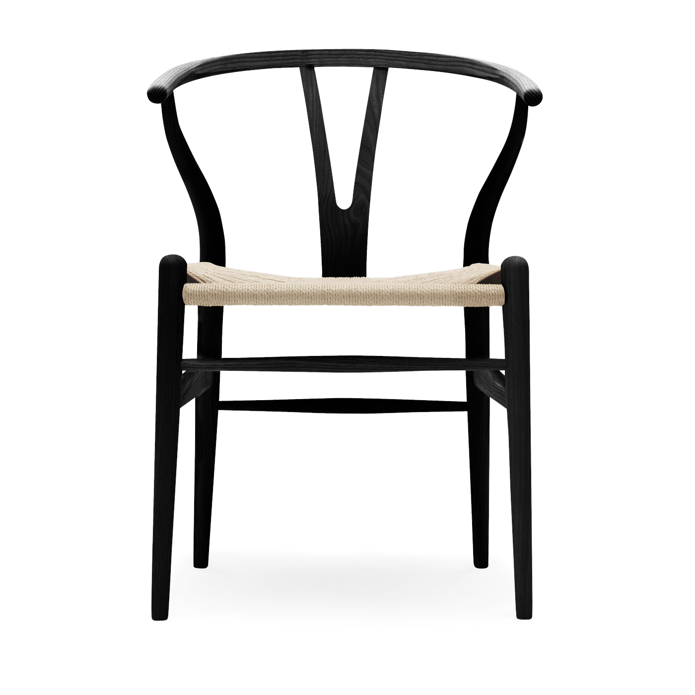 Sedia in frassino nero con seduta intrecciata naturale 76 cm CH24 - Carl Hansen & Søn