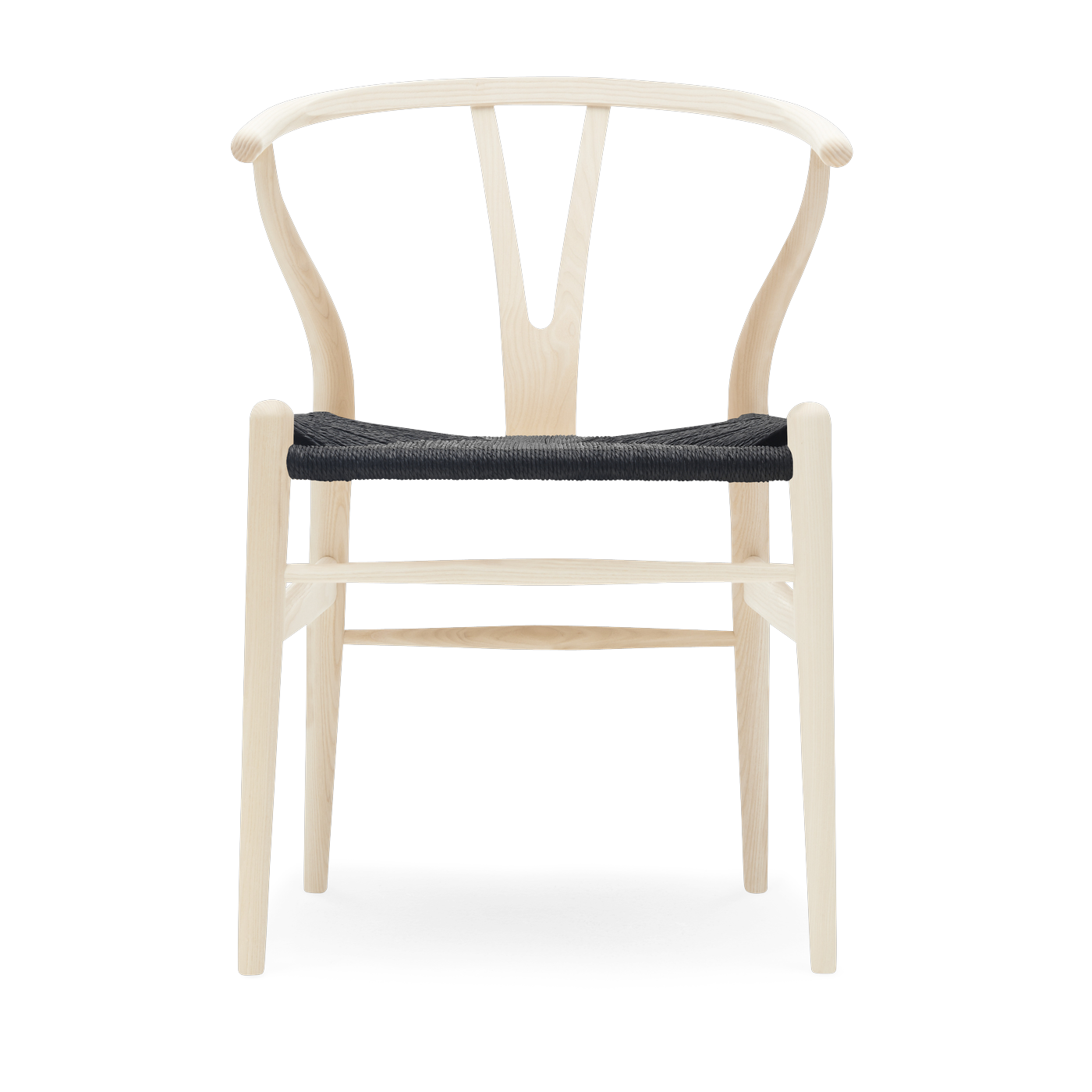Sedia in frassino sagomato con sedile intrecciato nero 76 cm CH24 - Carl Hansen & Søn