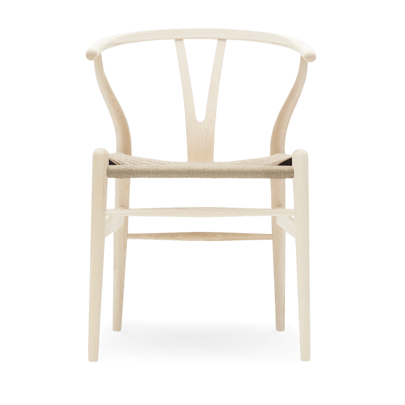 Sedia in frassino saponato e sedile in tessuto naturale 76cm CH24 - Carl Hansen & Søn