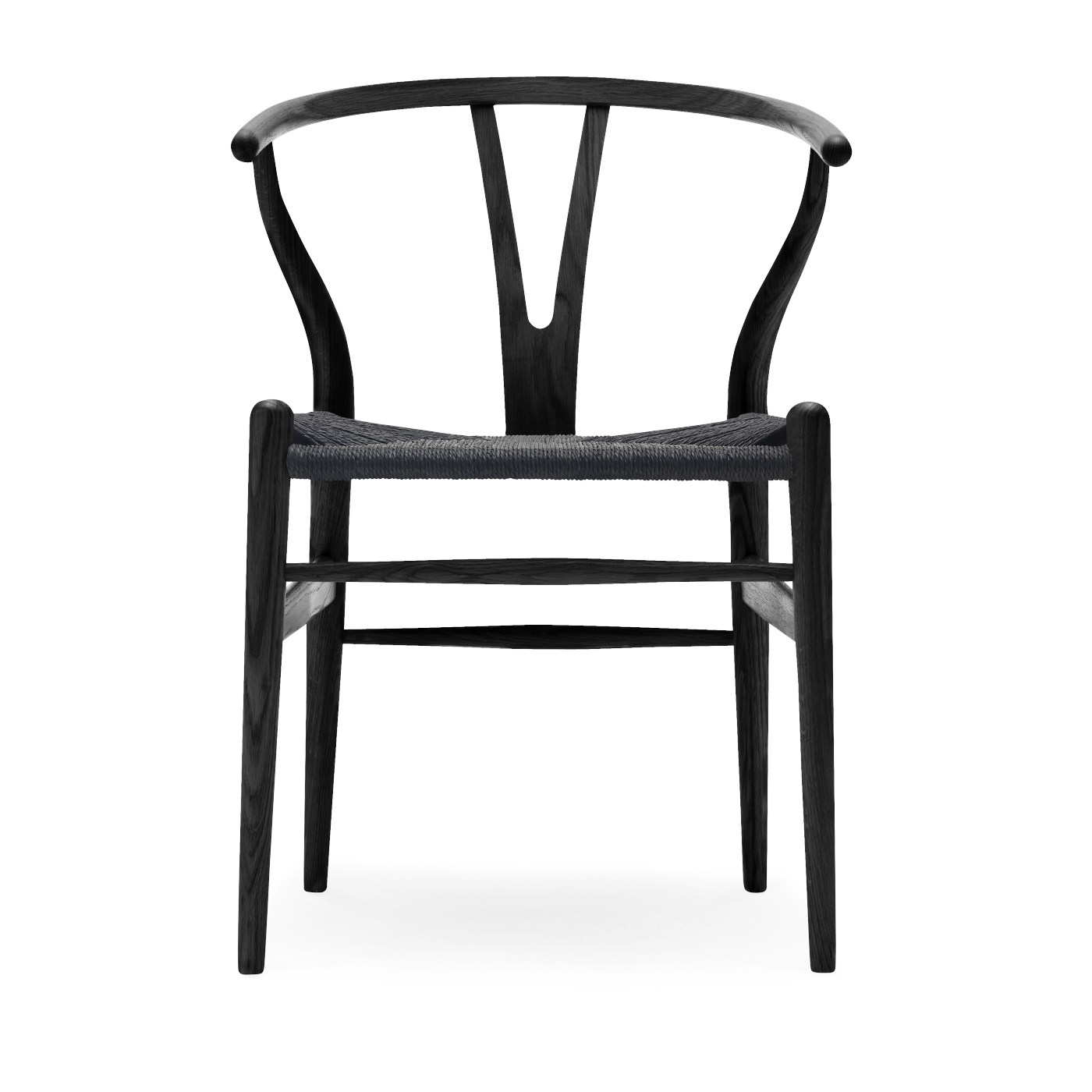 Sedia in rovere nero con sedile intrecciato nero 76 cm CH24 - Carl Hansen & Søn