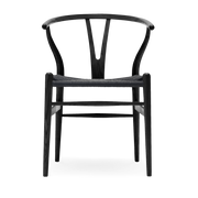 Chaise en chêne noir et assise tissée noire 76cm CH24 - Carl Hansen & Søn