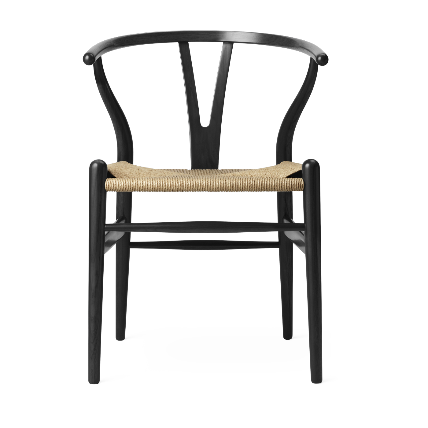 Sedia in rovere nero con seduta intrecciata naturale 76 cm CH24 - Carl Hansen & Søn
