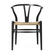 Chaise en chêne noir et assise tissée naturelle 76cm CH24 - Carl Hansen & Søn