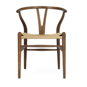 Oiled smoked oak chair with natural woven seat 76cm CH24 - Carl Hansen & Søn
