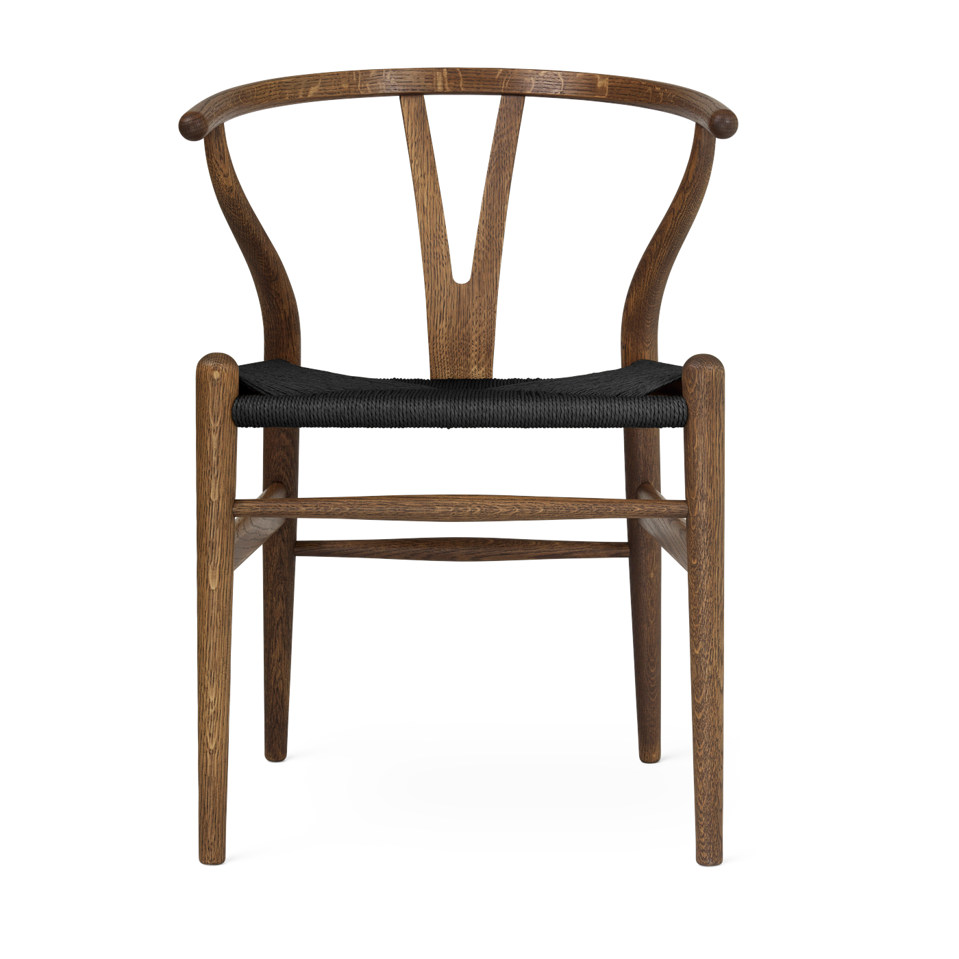 Sedia in rovere affumicato oliato con seduta intrecciata nera 76 cm CH24 - Carl Hansen & Søn