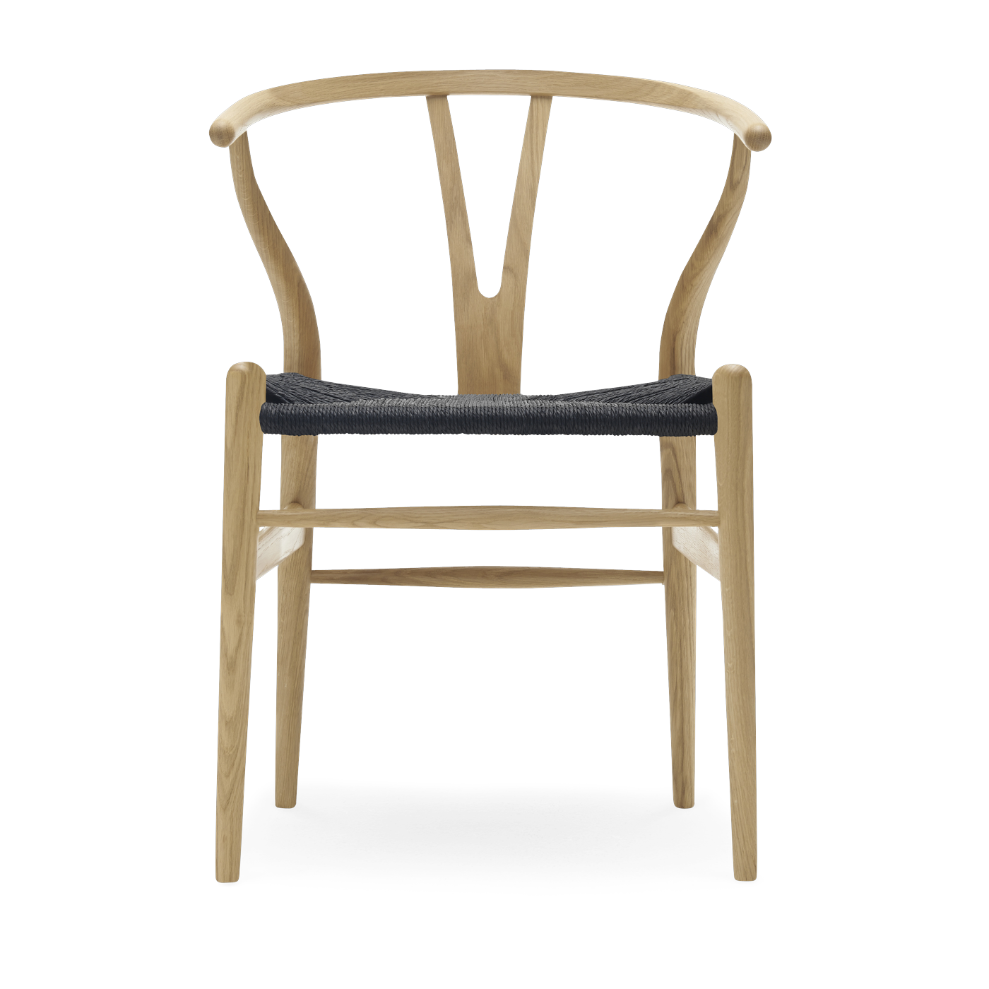 Sedia in rovere laccato con sedile intrecciato nero 76cm CH24 - Carl Hansen & Søn