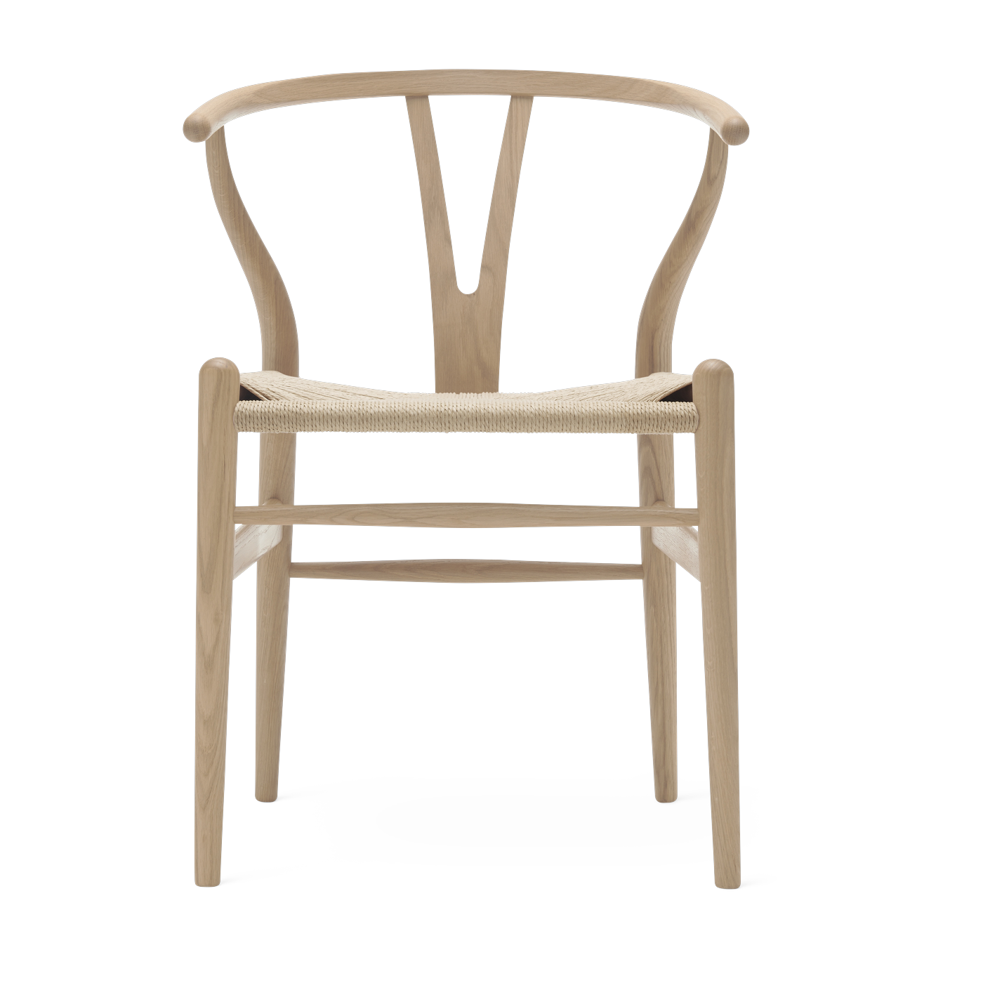 Sedia in rovere oliato bianco con seduta intrecciata naturale 76 cm CH24 - Carl Hansen & Søn