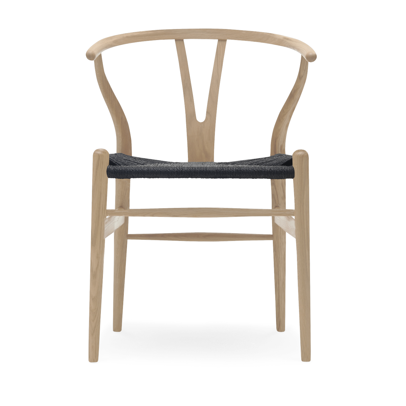 Sedia in rovere oliato bianco con sedile intrecciato nero 76 cm CH24 - Carl Hansen & Søn