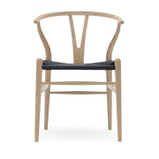 Silla de roble aceitado blanco con asiento tejido negro 76cm CH24 - Carl Hansen & Søn