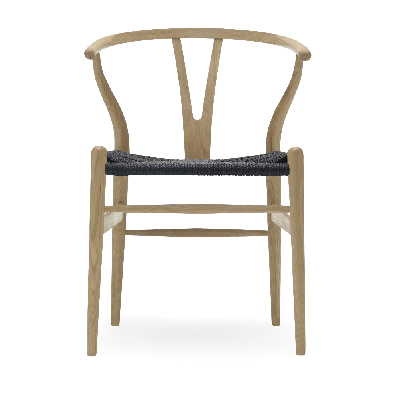 Sedia in rovere saponificato con seduta intrecciata nera 76cm CH24 - Carl Hansen & Søn