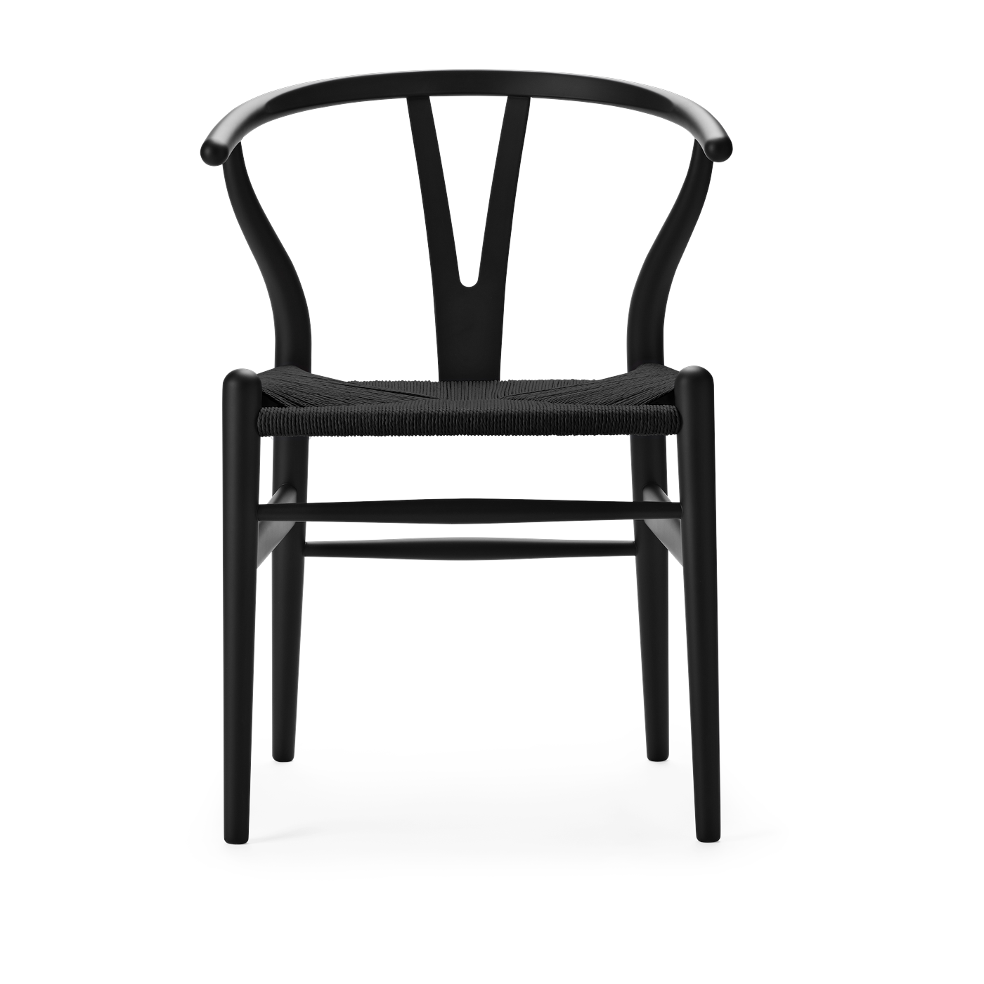 soft black Sedia in faggio e sedile intrecciato nero 76cm CH24 - Carl Hansen & Søn