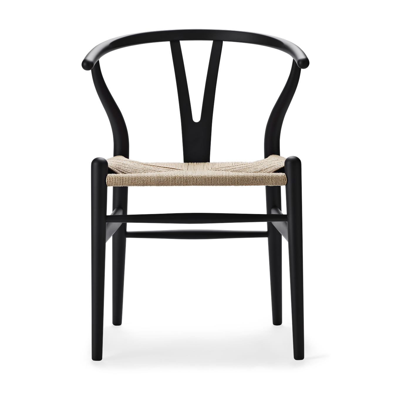 Beech chair soft black and natural woven seat 76cm CH24 - Carl Hansen & Søn