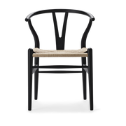soft black Silla de haya y asiento tejido 76cm CH24 - Carl Hansen & Søn