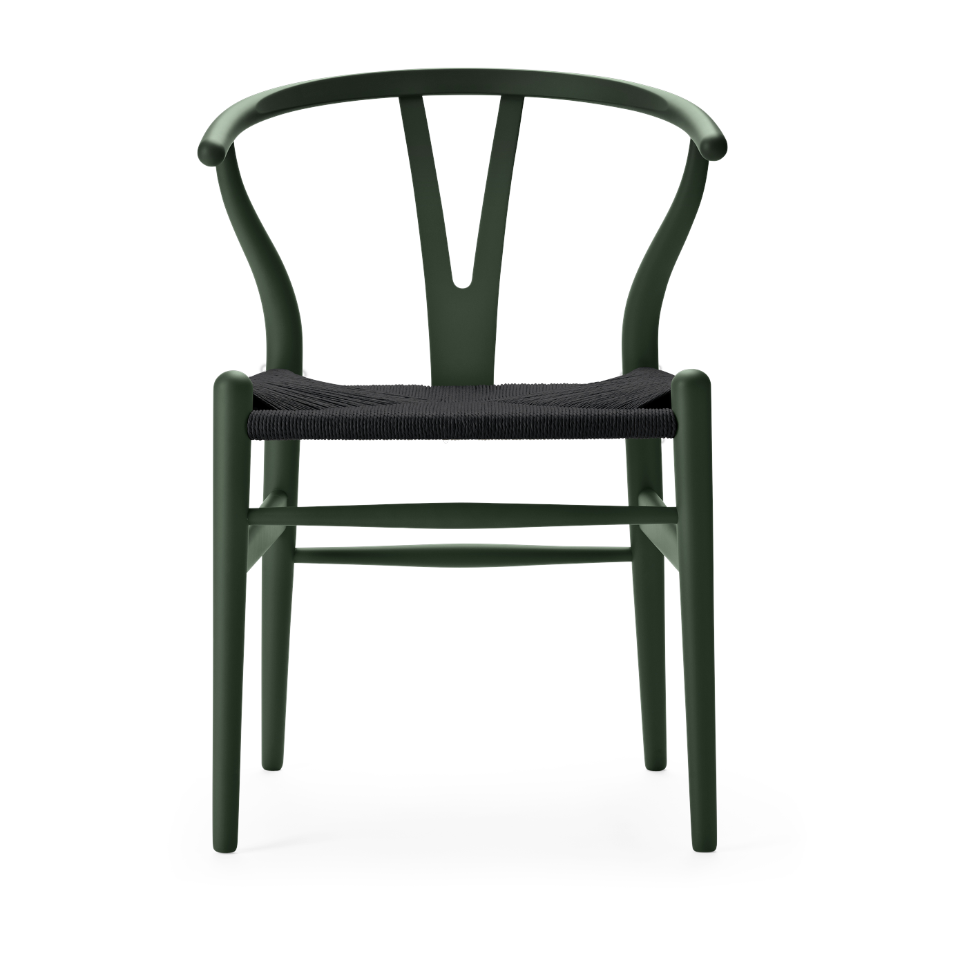 soft Sedia in faggio verde e nero con seduta intrecciata 76 cm CH24 - Carl Hansen & Søn