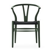 soft Silla de haya verde y asiento tejido negro 76cm CH24 - Carl Hansen & Søn