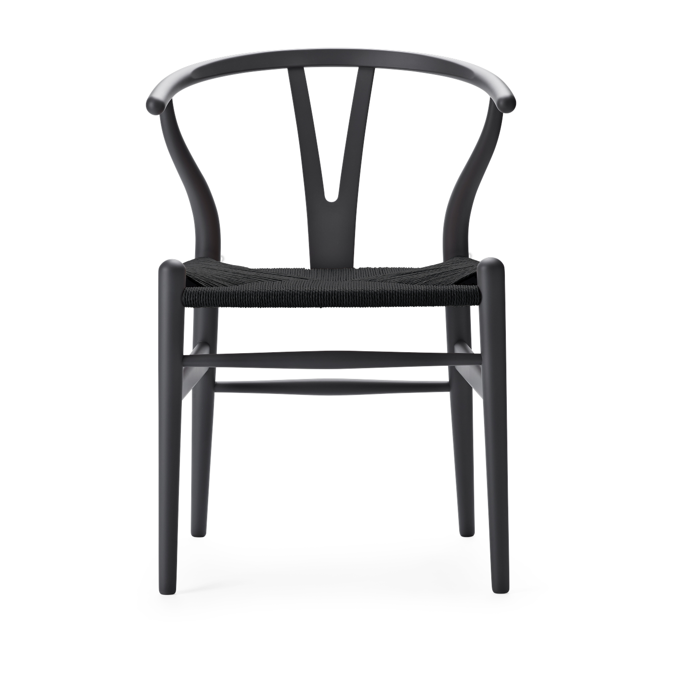 soft Sedia in faggio grigio antracite e sedile intrecciato nero 76 cm CH24 - Carl Hansen & Søn