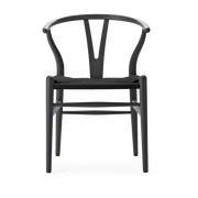 Stuhl aus Buche soft anthrazitgrau und gewebter Sitz schwarz 76cm CH24 -. Carl Hansen & Søn