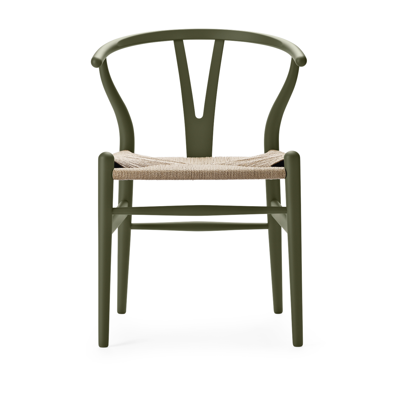 soft Sedia in faggio verde oliva e nero con seduta intrecciata 76 cm CH24 - Carl Hansen & Søn