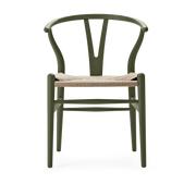 Stuhl aus Buche soft olive green und schwarz gewebter Sitz 76cm CH24 -. Carl Hansen & Søn