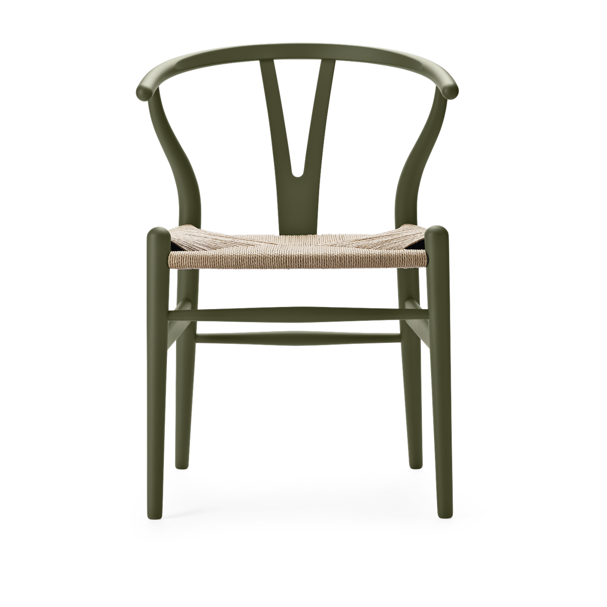 soft Sedia in faggio verde oliva e sedile naturale intrecciato 76 cm CH24 - Carl Hansen & Søn