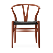 Stuhl aus Buche soft terracotta und schwarz gewebter Sitz 76cm CH24 -. Carl Hansen & Søn