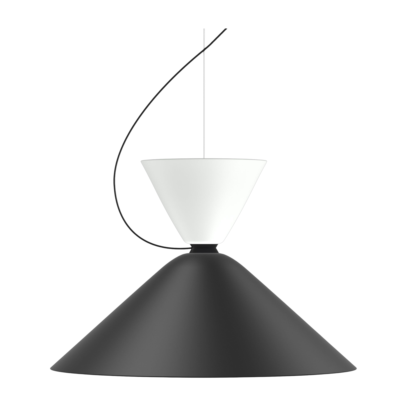 Black and white lacquered steel pendant 22. 5x34cm Alphabeta - Hem
